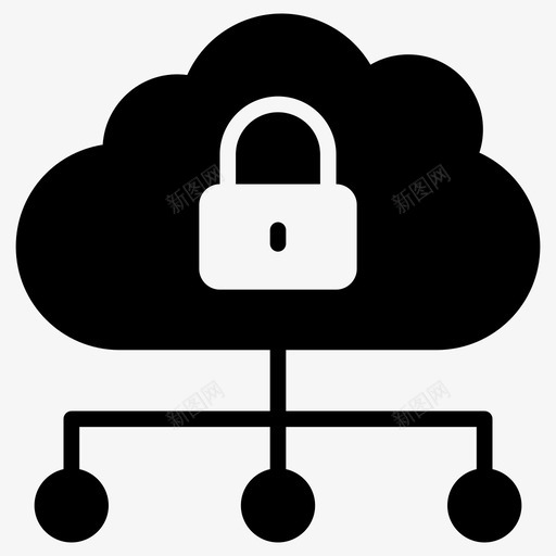 锁定网络云连接保护图标svg_新图网 https://ixintu.com 互联网安全线字形64像素 保护 连接 锁定网络云