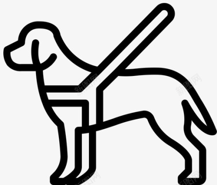 导盲犬无障碍线性图标图标