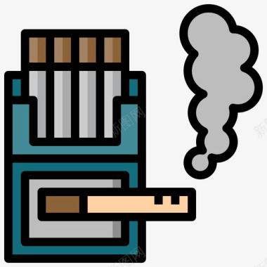 烟草污染18线性颜色图标图标