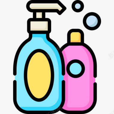 洗发水婴儿85线性颜色图标图标