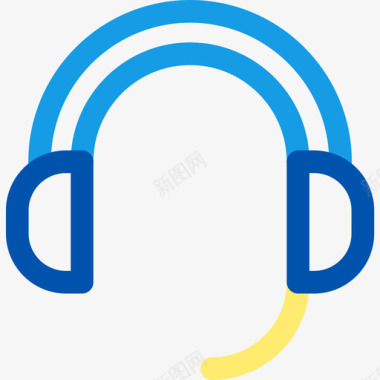 耳机24小时客户服务线性彩色图标图标