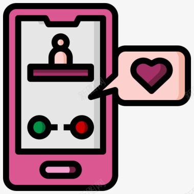 智能手机爱与浪漫14线性颜色图标图标