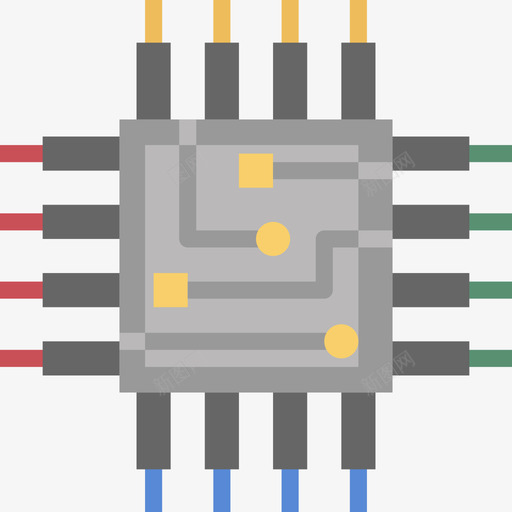 处理器网络技术2扁平图标svg_新图网 https://ixintu.com 处理器 扁平 网络技术