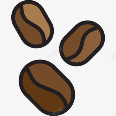 咖啡豆咖啡店77线性颜色图标图标
