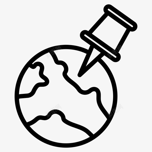 图钉地球全局图标svg_新图网 https://ixintu.com 全局 图钉 地球 搜索引擎优化营销线字形64像素