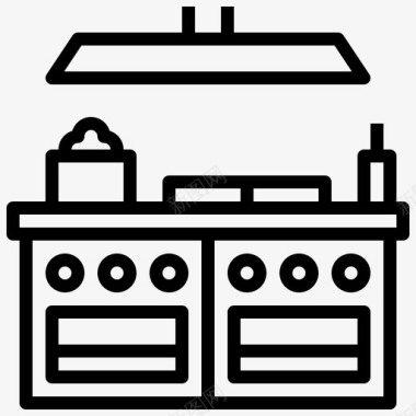 厨房自由时间20线性图标图标