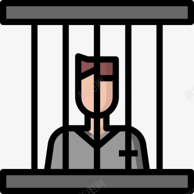 监狱法律和司法13线性颜色图标图标