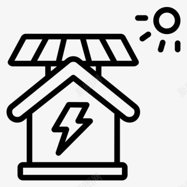 太阳能电池屋家庭智能图标图标