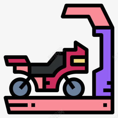 摩托车游戏中心3线性颜色图标图标
