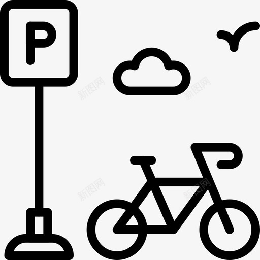 自行车城市卷24直线型图标svg_新图网 https://ixintu.com 城市 直线 线型 自行车
