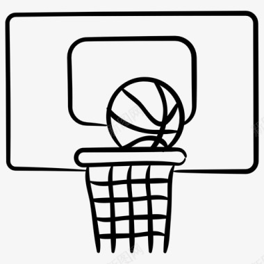 篮球进球体育手绘图标图标