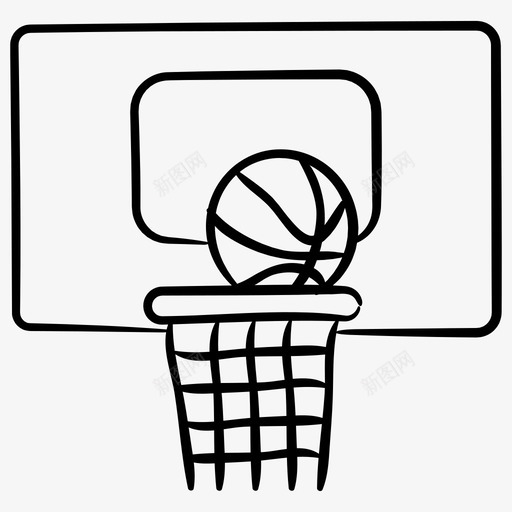 篮球进球体育手绘图标svg_新图网 https://ixintu.com 体育手绘图标 篮球 进球