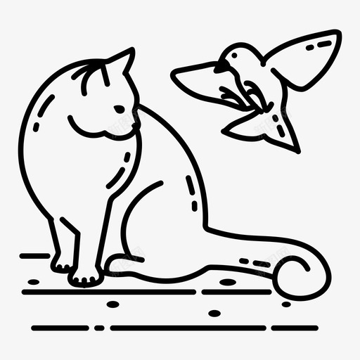 猫和鸟猫小猫图标svg_新图网 https://ixintu.com 宠物 小猫