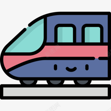 火车智慧城市7线性颜色图标图标