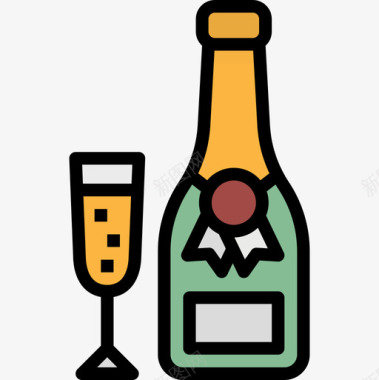 香槟13号饮料线性颜色图标图标
