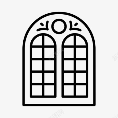 修道院窗户饰面哥特式图标图标