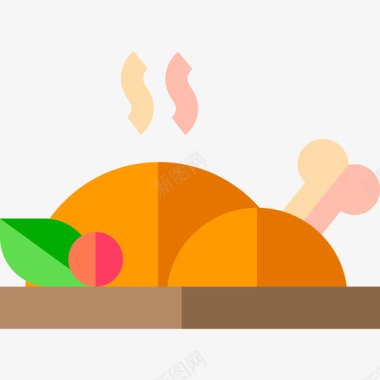 烤鸡圣诞食品和饮料图标图标