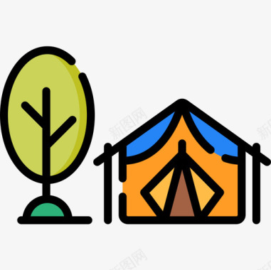 露营帐篷探险42线性颜色图标图标