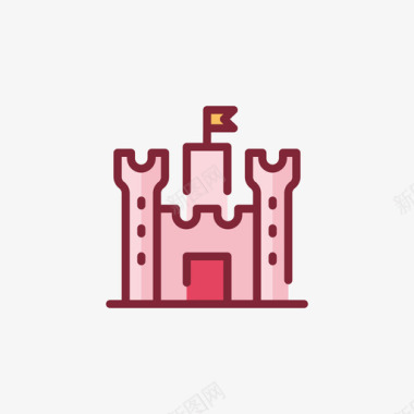 城堡中世纪35线性颜色图标图标
