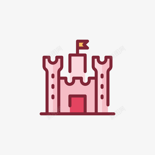 城堡中世纪35线性颜色图标svg_新图网 https://ixintu.com 中世纪35 城堡 线性颜色