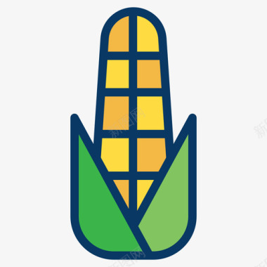 玉米农业和农民线性颜色图标图标