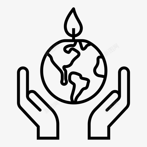 拯救地球全球变暖双手图标svg_新图网 https://ixintu.com 保护世界 全球变暖 双手 拯救地球 生态线图标 融化地球