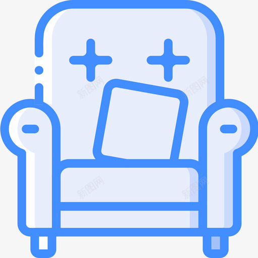扶手椅室内24蓝色图标svg_新图网 https://ixintu.com 室内设计24 扶手椅 蓝色