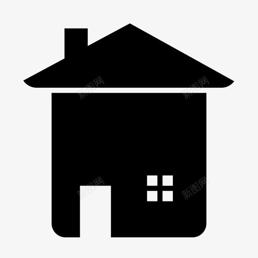 房子建筑物烟囱图标svg_新图网 https://ixintu.com 建筑物 房子 烟囱 窗户