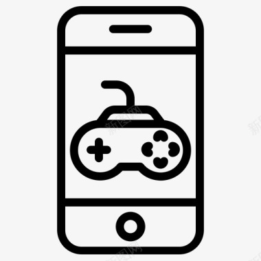 智能手机游戏61线性图标图标