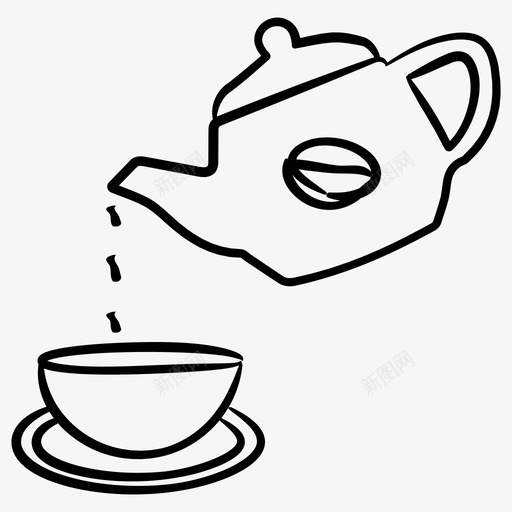 倒咖啡壶咖啡店手绘图标svg_新图网 https://ixintu.com 咖啡 咖啡店 图标 手绘