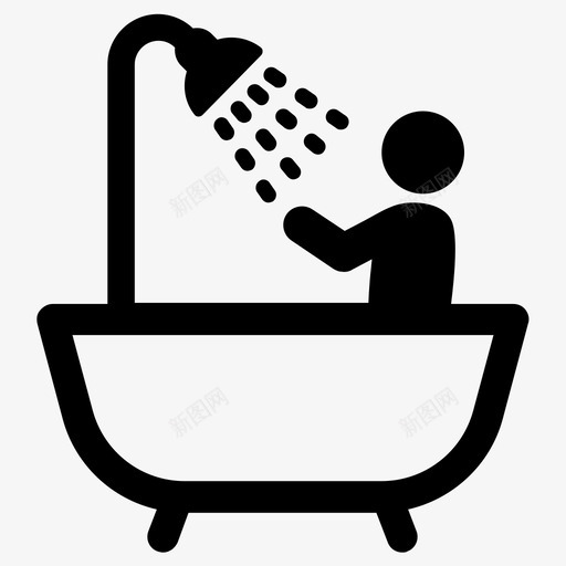 洗澡清洁淋浴图标svg_新图网 https://ixintu.com 洗涤 洗澡 淋浴 清洁