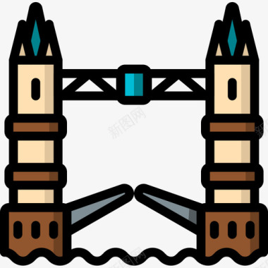 伦敦桥英国4线性颜色图标图标
