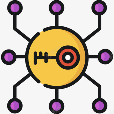 钥匙网络犯罪19线性颜色图标图标
