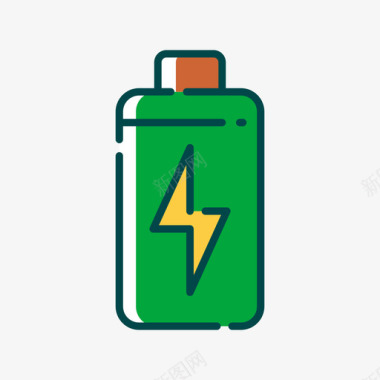 电池环境12线性颜色图标图标