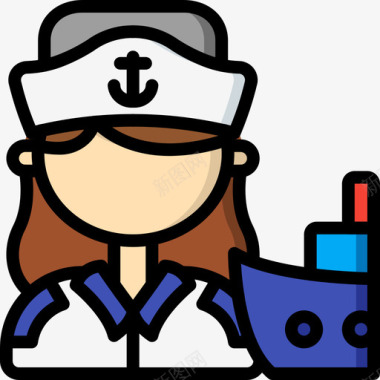 水手职业23线性颜色图标图标