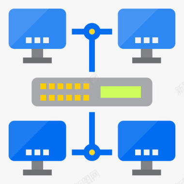 网络计算机和网络平面图标图标