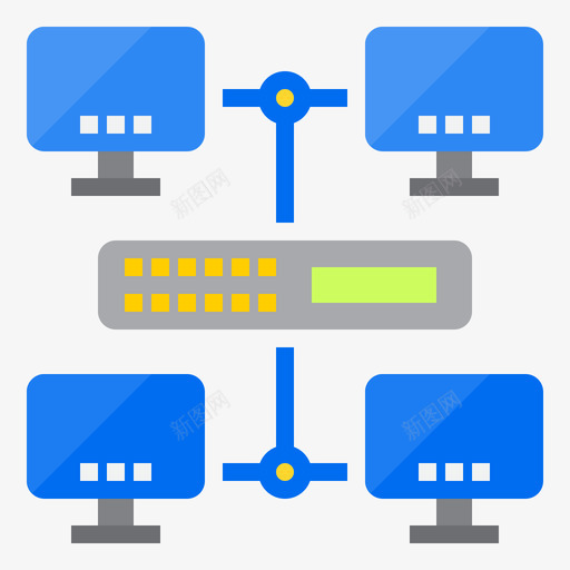 网络计算机和网络平面图标svg_新图网 https://ixintu.com 平面 网络 计算机和网络