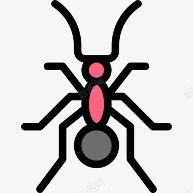 蚂蚁昆虫12线状颜色图标图标