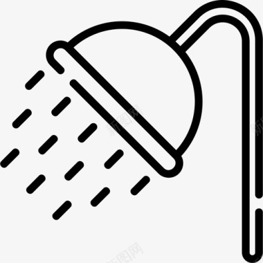淋浴喷头健身房45线性图标图标