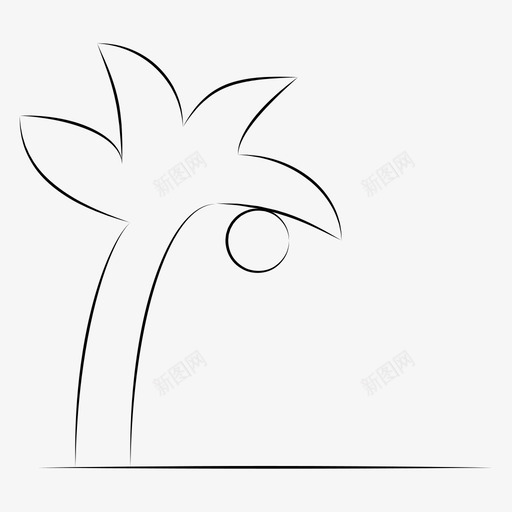 椰子棕榈树树图标svg_新图网 https://ixintu.com 手绘夏季 树 棕榈树 椰子