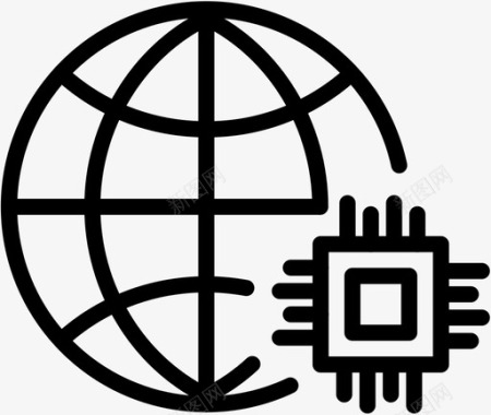 全球数字化芯片物联网图标图标
