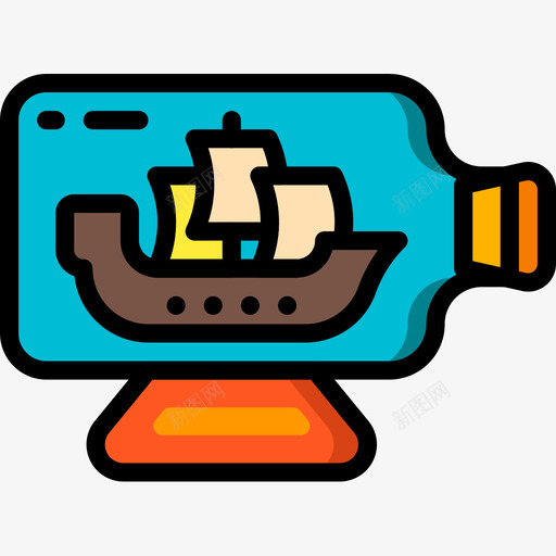 装在瓶子里的船海盗生活5线性颜色图标svg_新图网 https://ixintu.com 海盗 瓶子 生活 线性 装在 颜色