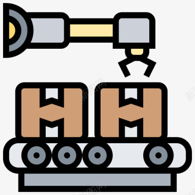 传送带工业过程23线性颜色图标图标