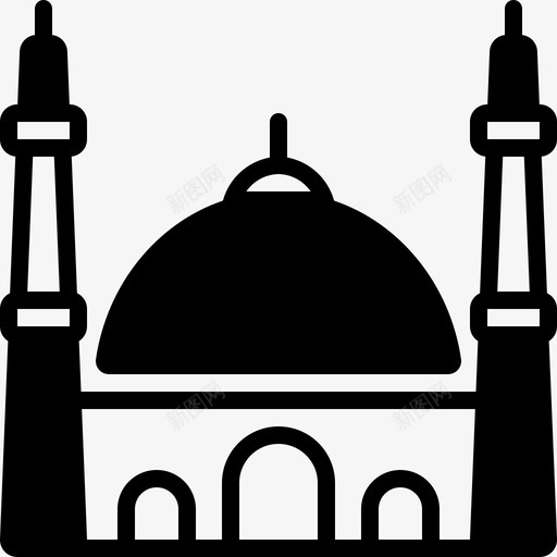 清真寺建筑伊斯坦布尔图标svg_新图网 https://ixintu.com 伊斯坦布尔 传统 宗教 建筑 清真寺