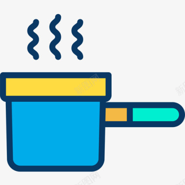 平底锅室外9线性颜色图标图标