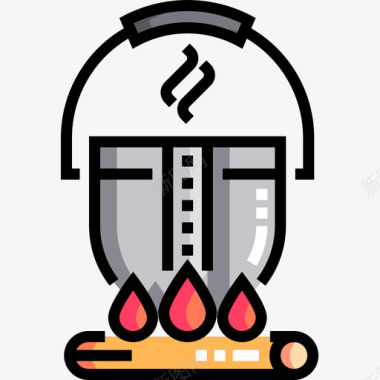 烹调锅维京8号线性颜色图标图标