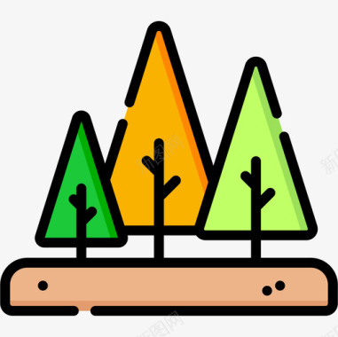 树木创作过程64线性颜色图标图标