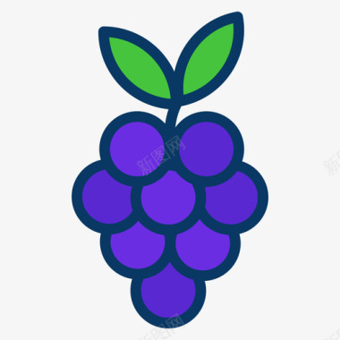 葡萄水果和蔬菜36线形颜色图标图标