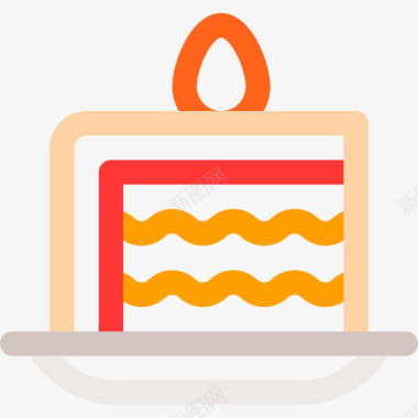 蛋糕片床和早餐20线性颜色图标图标