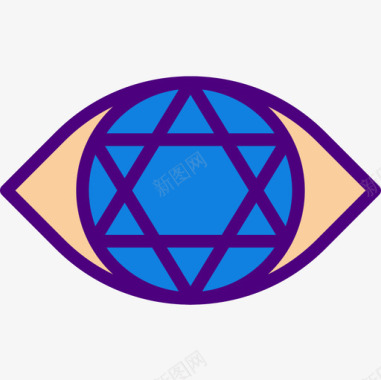 眼睛占星术和符号学3线颜色图标图标